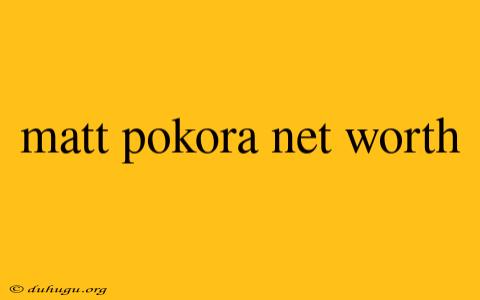 Matt Pokora Net Worth