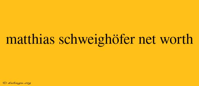 Matthias Schweighöfer Net Worth