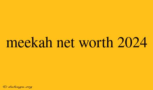 Meekah Net Worth 2024