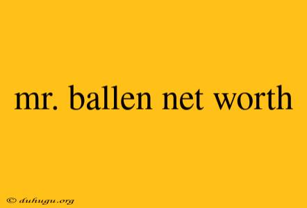 Mr. Ballen Net Worth