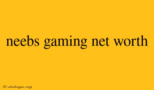 Neebs Gaming Net Worth