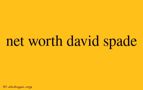 Net Worth David Spade