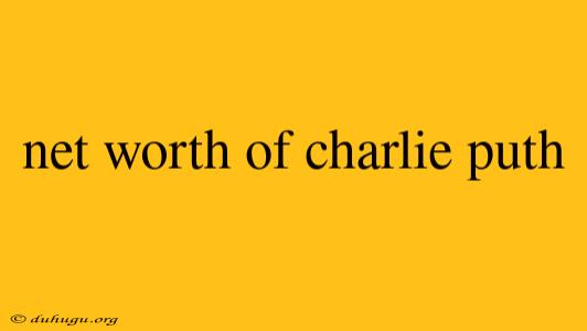 Net Worth Of Charlie Puth