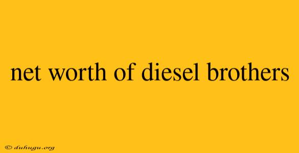 Net Worth Of Diesel Brothers