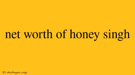 Net Worth Of Honey Singh