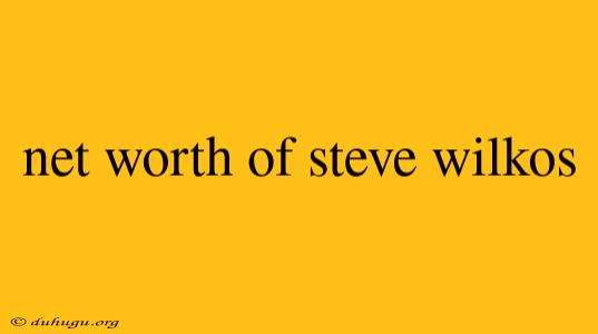 Net Worth Of Steve Wilkos