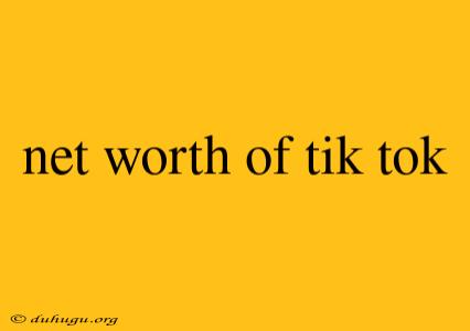 Net Worth Of Tik Tok