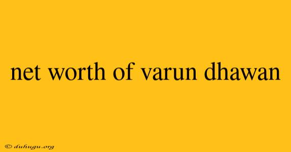 Net Worth Of Varun Dhawan