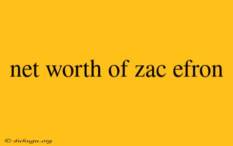 Net Worth Of Zac Efron