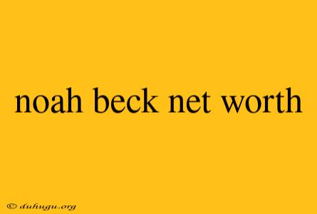 Noah Beck Net Worth