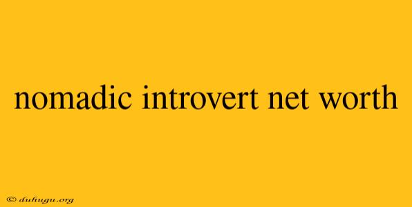 Nomadic Introvert Net Worth