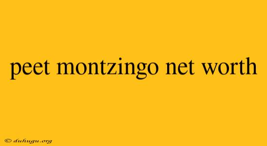 Peet Montzingo Net Worth