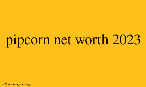 Pipcorn Net Worth 2023