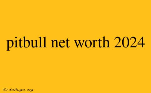 Pitbull Net Worth 2024