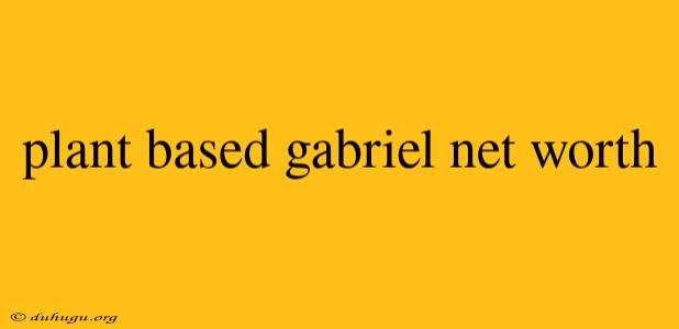 Plant Based Gabriel Net Worth