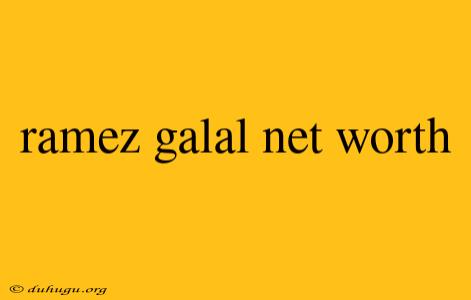 Ramez Galal Net Worth