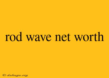 Rod Wave Net Worth