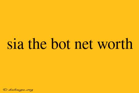 Sia The Bot Net Worth