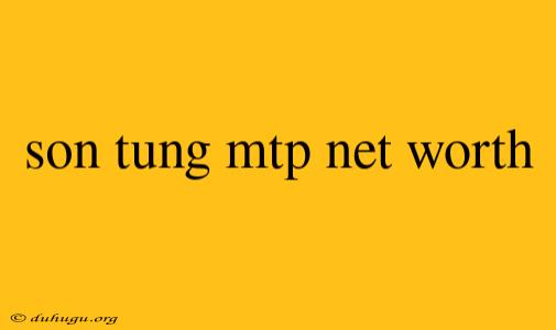 Son Tung Mtp Net Worth