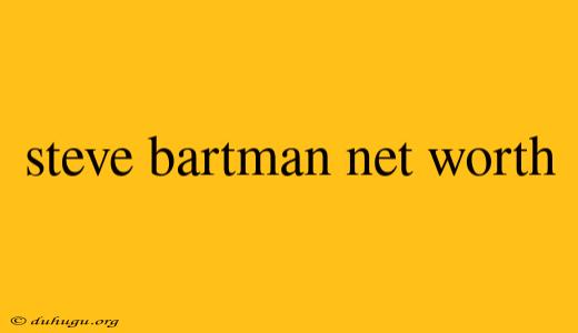 Steve Bartman Net Worth