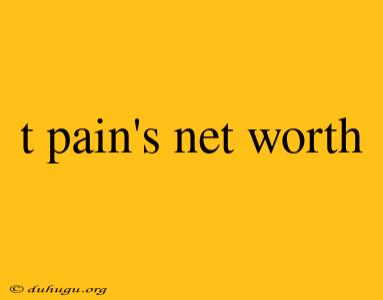 T Pain's Net Worth