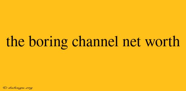 The Boring Channel Net Worth