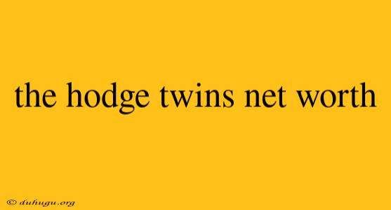 The Hodge Twins Net Worth