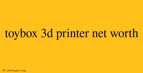 Toybox 3d Printer Net Worth