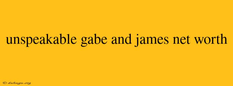 Unspeakable Gabe And James Net Worth