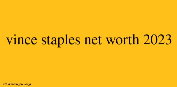 Vince Staples Net Worth 2023