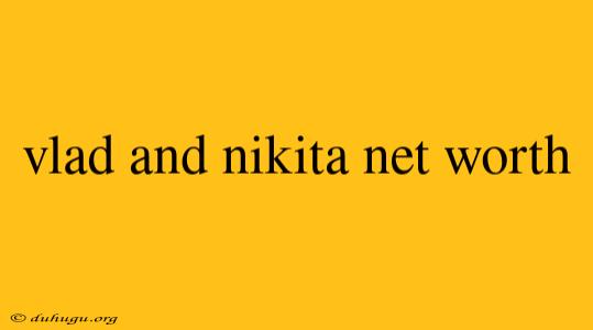 Vlad And Nikita Net Worth