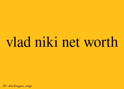 Vlad Niki Net Worth