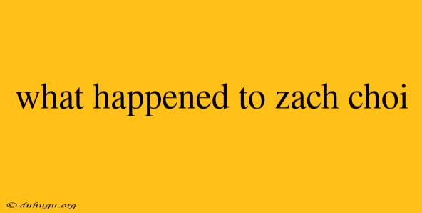 What Happened To Zach Choi