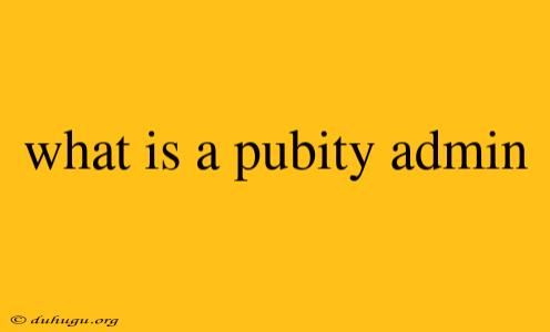 What Is A Pubity Admin