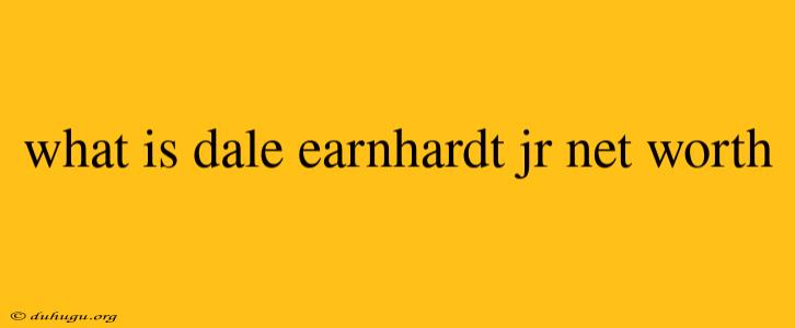 What Is Dale Earnhardt Jr Net Worth