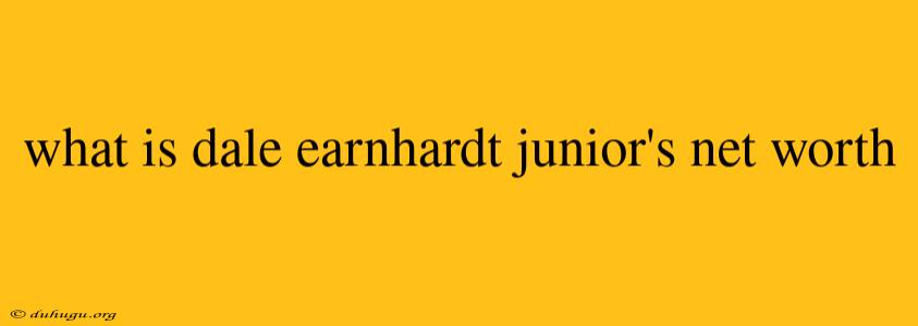 What Is Dale Earnhardt Junior's Net Worth