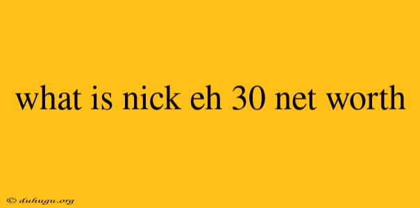 What Is Nick Eh 30 Net Worth