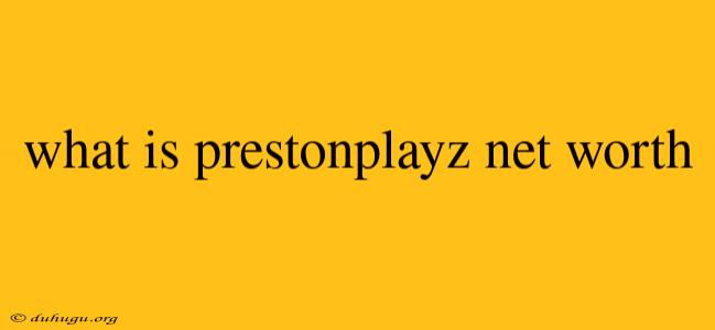 What Is Prestonplayz Net Worth