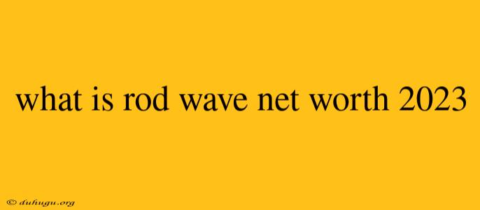 What Is Rod Wave Net Worth 2023