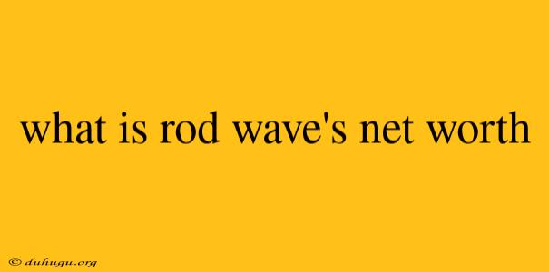 What Is Rod Wave's Net Worth