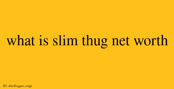 What Is Slim Thug Net Worth