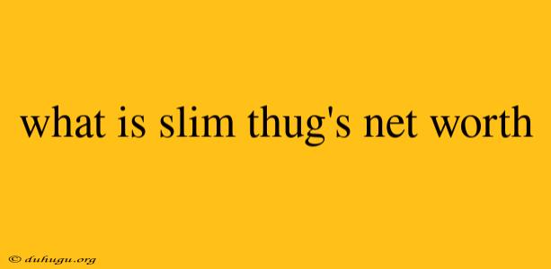 What Is Slim Thug's Net Worth