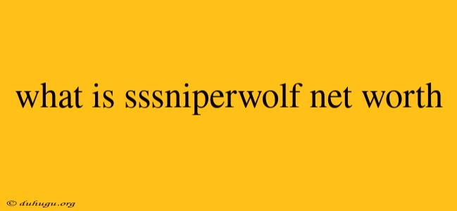 What Is Sssniperwolf Net Worth