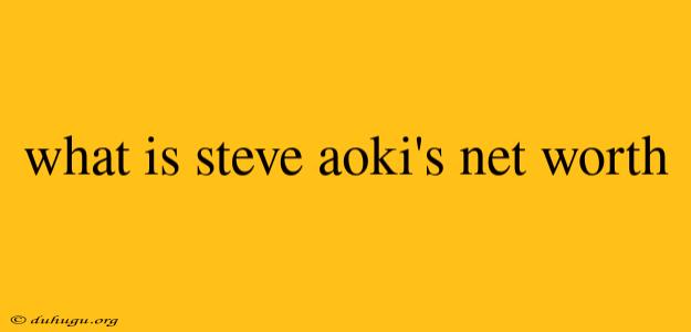 What Is Steve Aoki's Net Worth