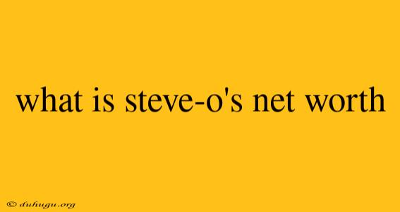 What Is Steve-o's Net Worth