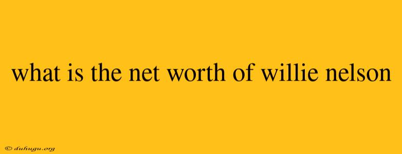 What Is The Net Worth Of Willie Nelson