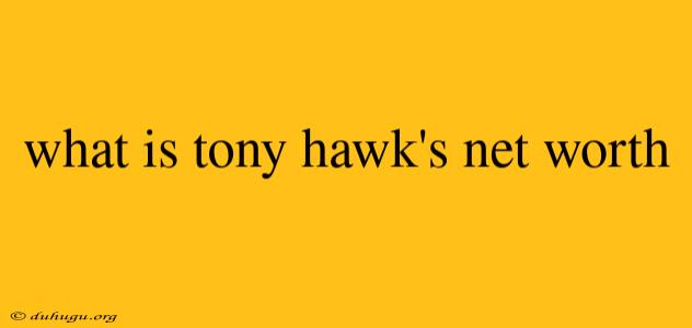 What Is Tony Hawk's Net Worth