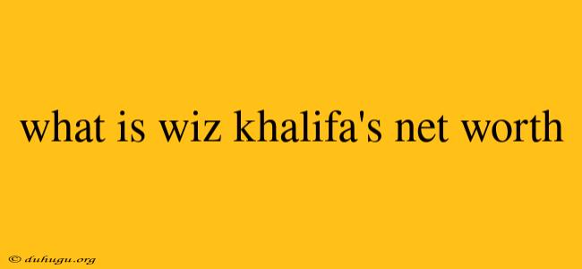 What Is Wiz Khalifa's Net Worth