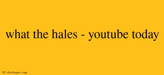 What The Hales - Youtube Today