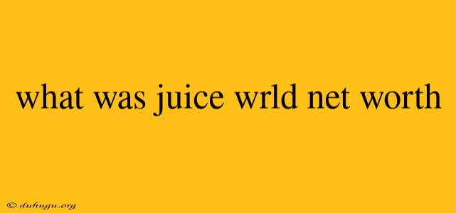 What Was Juice Wrld Net Worth